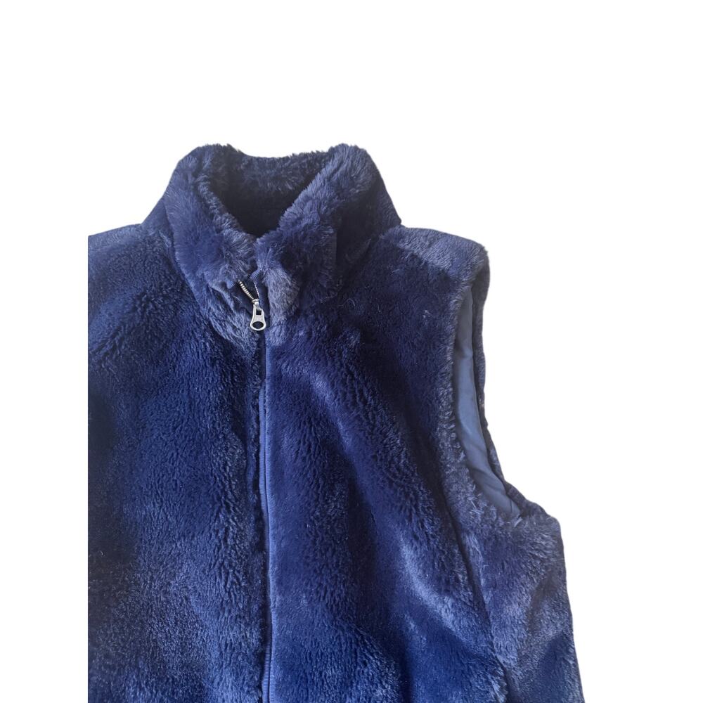 J.Crew | Navy Blue Mob Wife Faux Fur Vest | Size Small